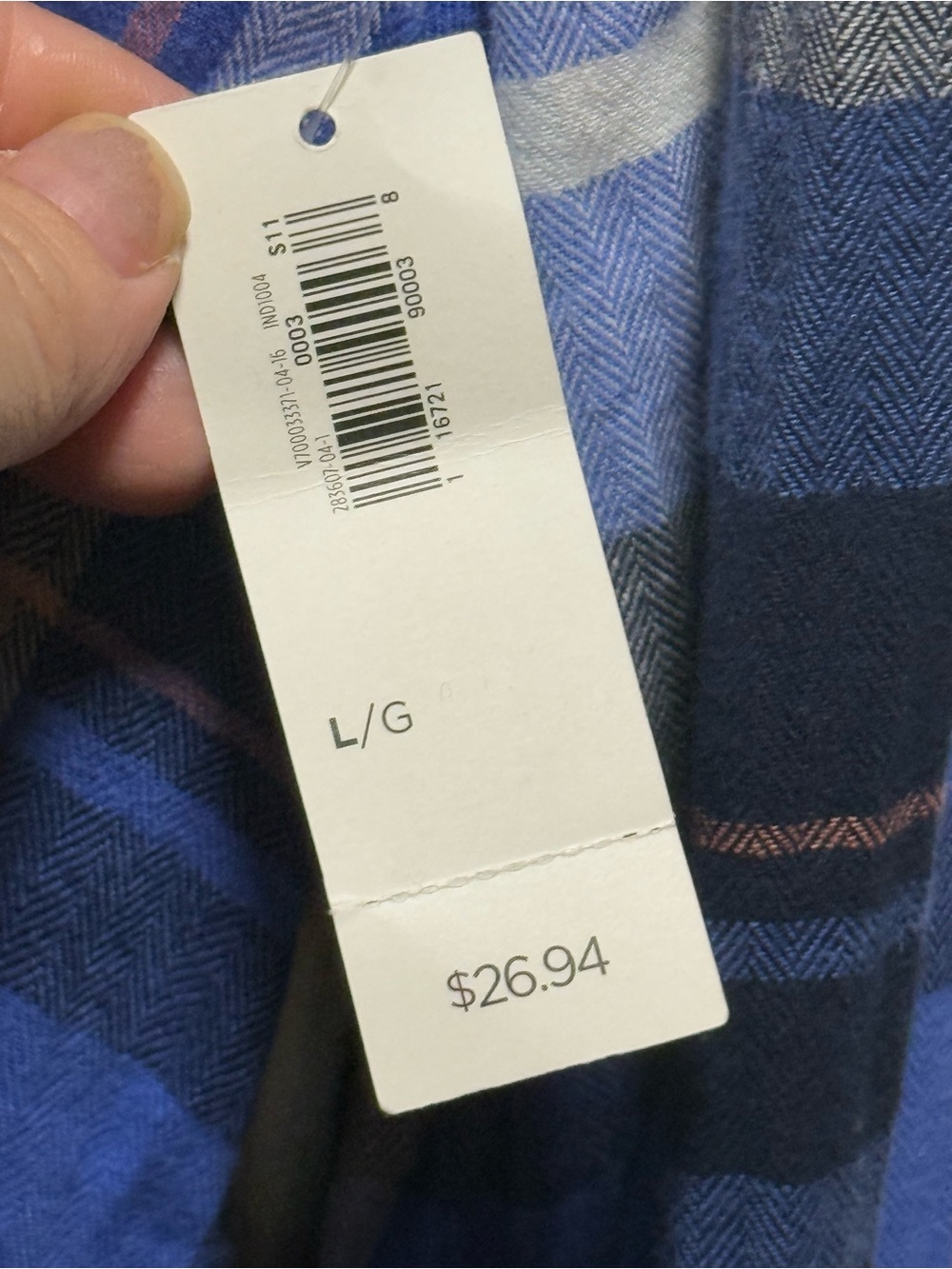 Old Navy Blue and Navy peach Plaid Button-Front Shirt size L - Picture 4 of 5